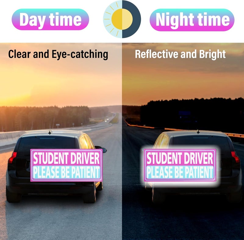 BFXM 4 PCS Student Driver Magnet for Car, New Driver Magnet for Car, Please Be Patient Funny Magnetic Student Driver,Reusable Movable Reflective Safety Warning Bumper Magnets - Image 5